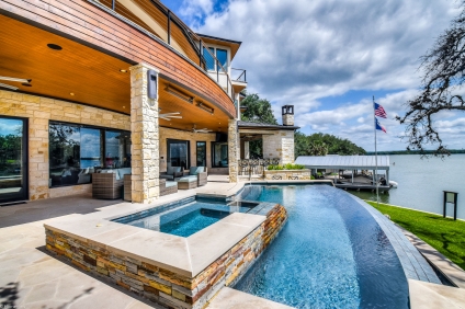 This lake front custom home was built on a lot that had a pre-existing home and was torn down to re-build.